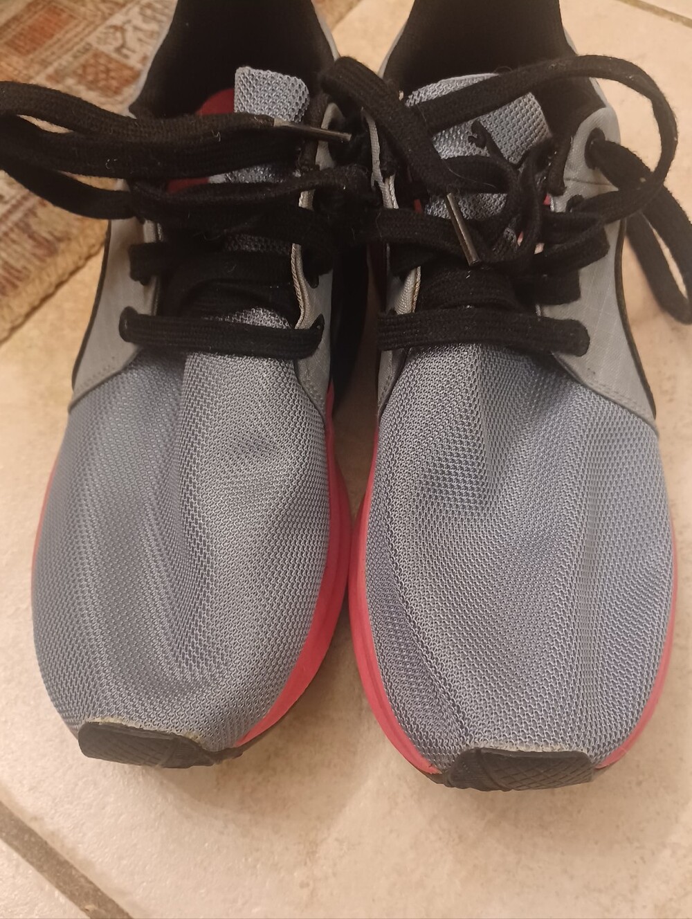 Puma Light Gray and Pink Mesh Running Sneakers